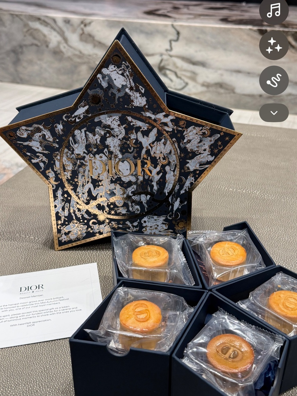 Dior Navy and Gold Star Gift Box with Individually Wrapped Confections